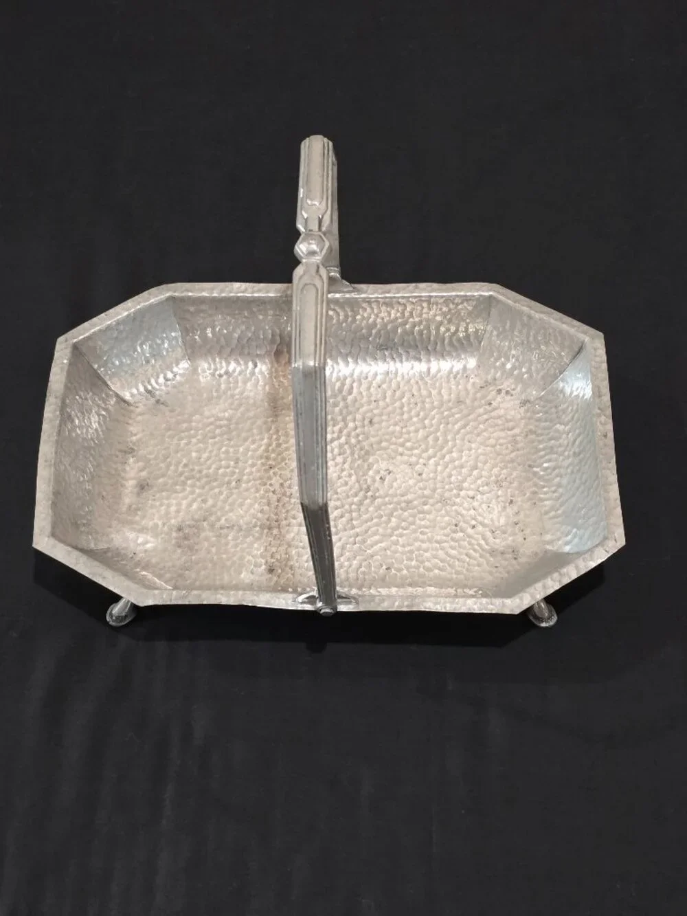 RARE Vintage Art Deco Hammered CIVIC Pewter Handled Basket Pattern No. 3492
